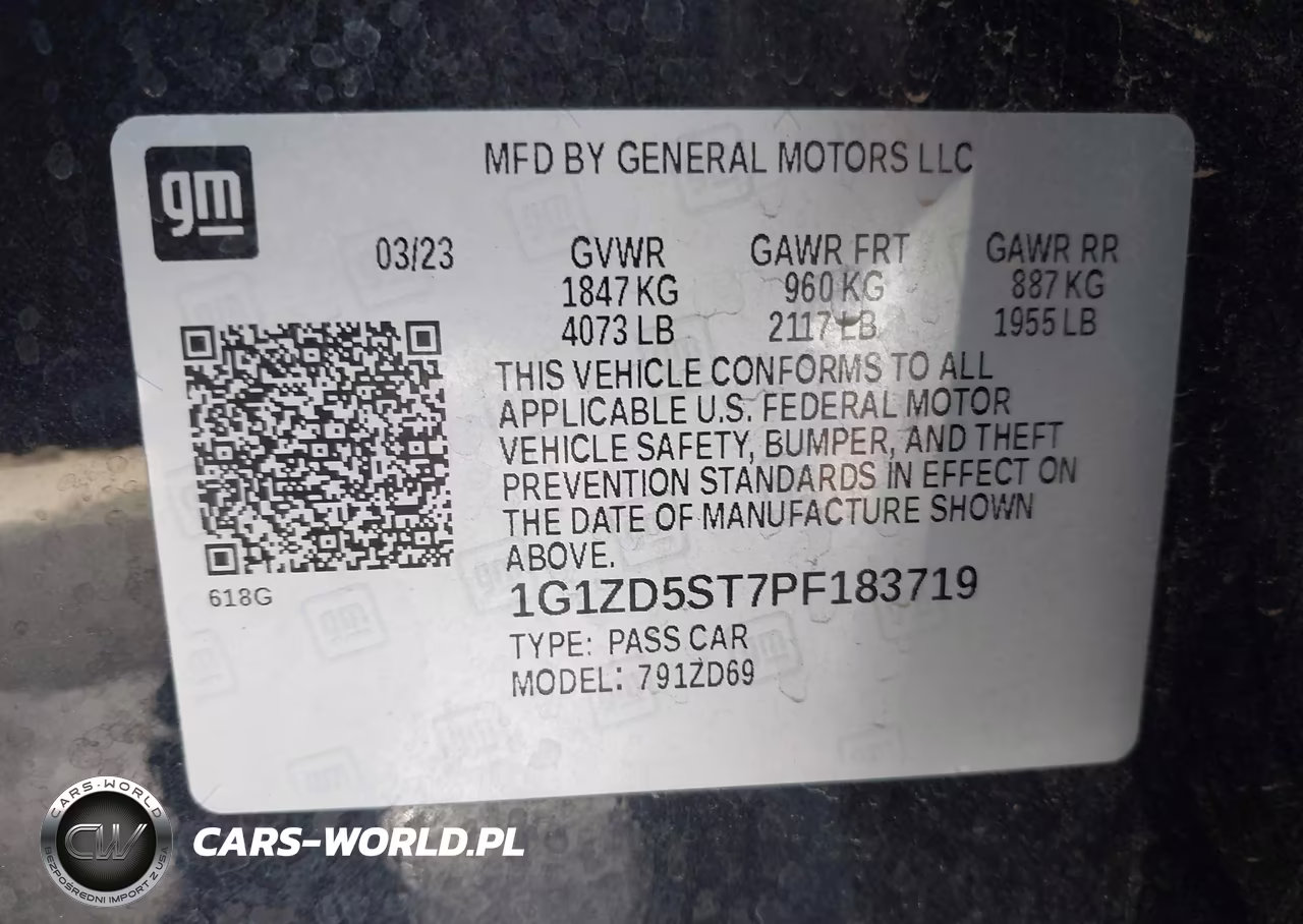 2023 Chevrolet Malibu Fwd 1Lt VIN:1G1ZD5ST7PF183719 - 9