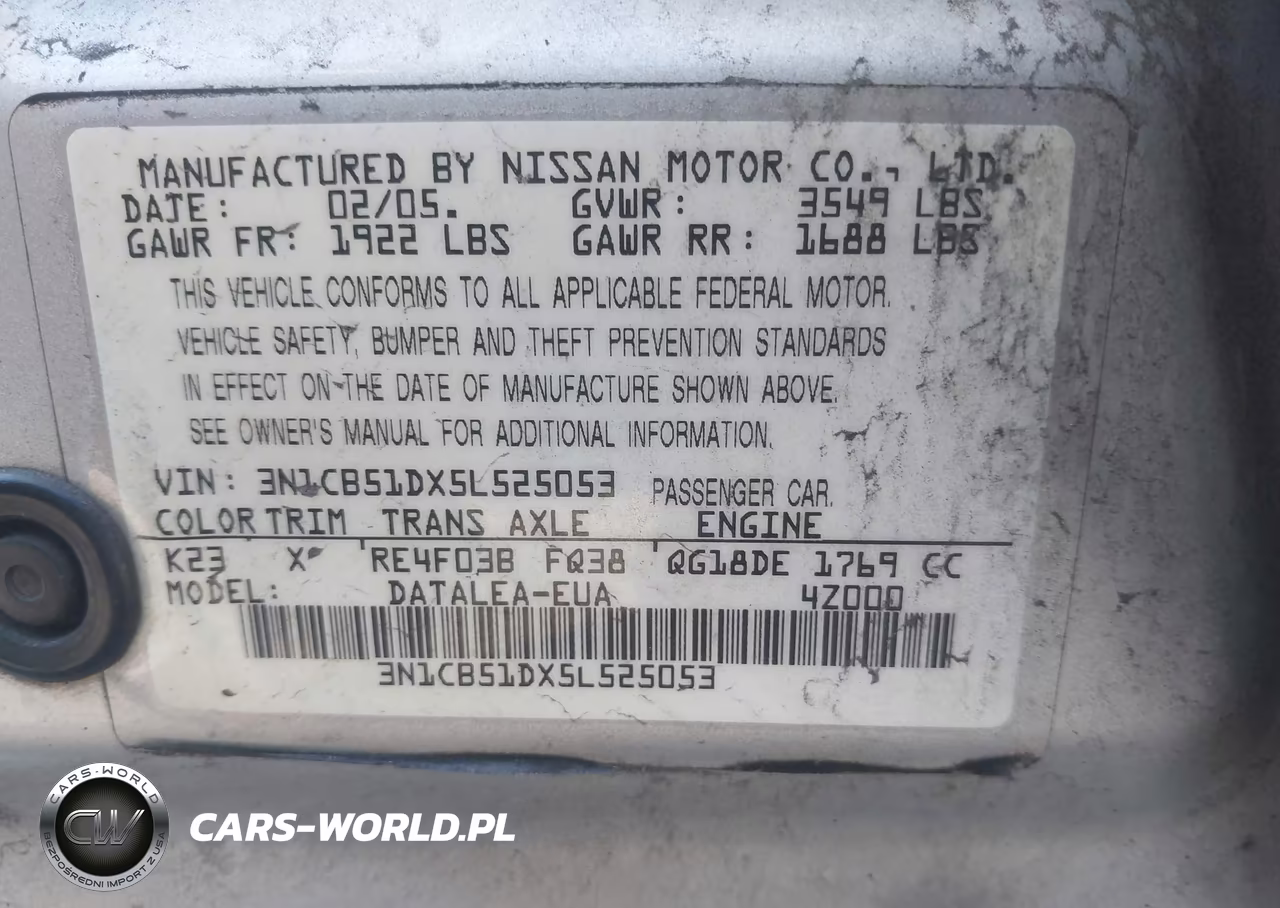 2005 Nissan Sentra 1.8S VIN:3N1CB51DX5L525053 - 9