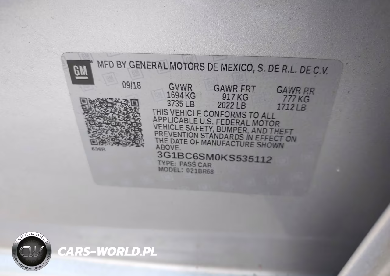2019 Chevrolet Cruze Ls VIN:3G1BC6SM0KS535112 - 9