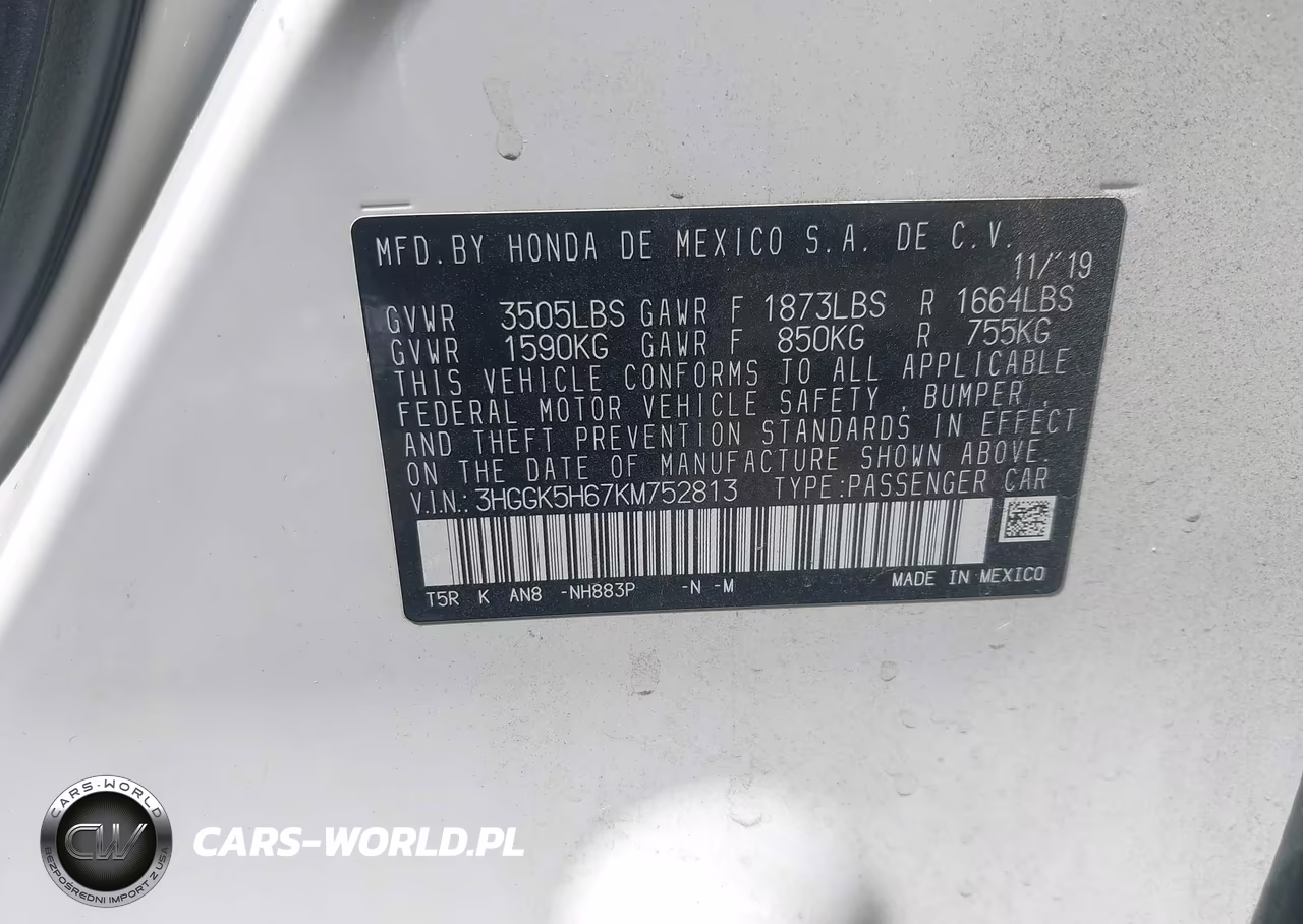 2019 Honda Fit Sport VIN:3HGGK5H67KM752813 - 9