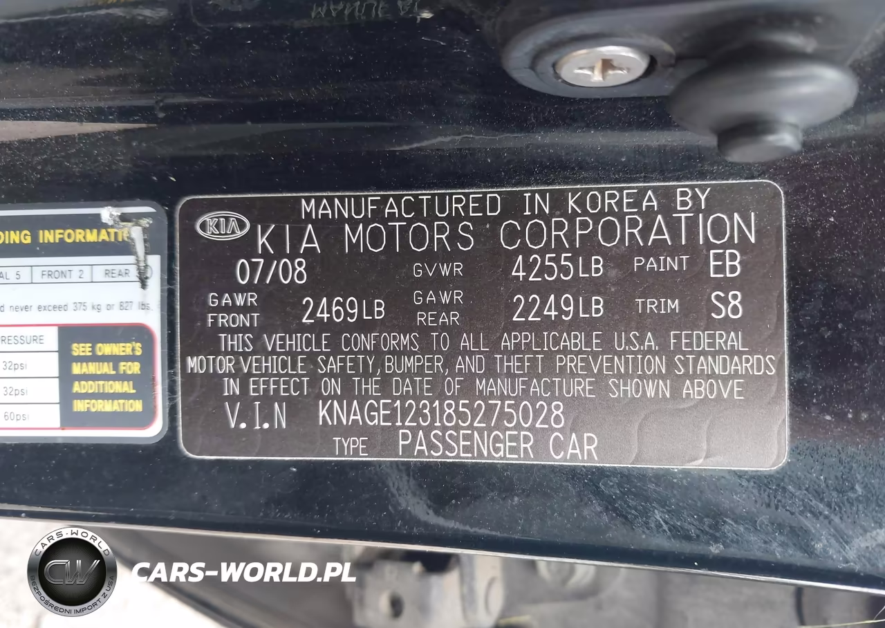 2008 Kia Optima Lx VIN:KNAGE123185275028 - 9