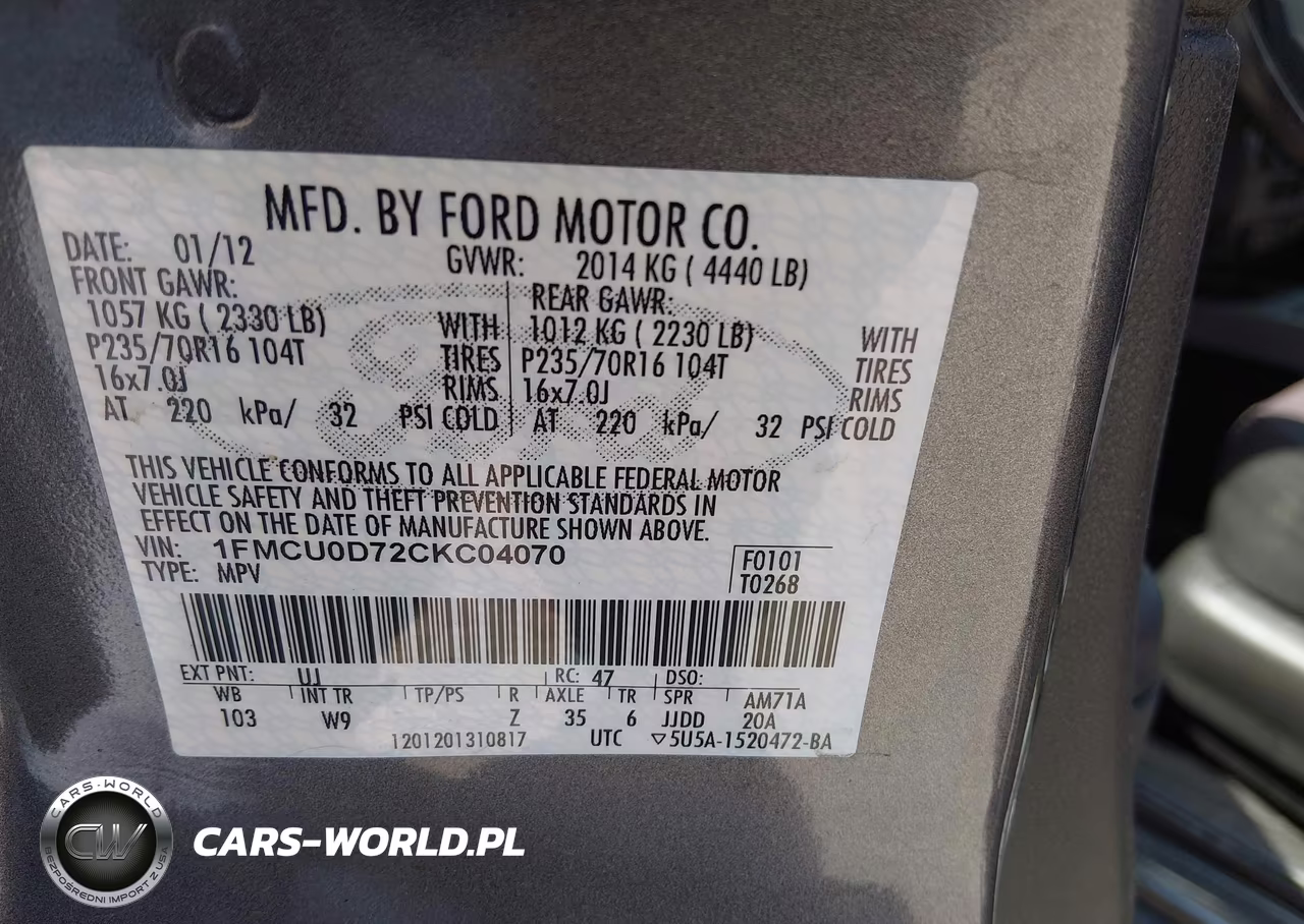 2012 Ford Escape Xlt VIN:1FMCU0D72CKC04070 - 9