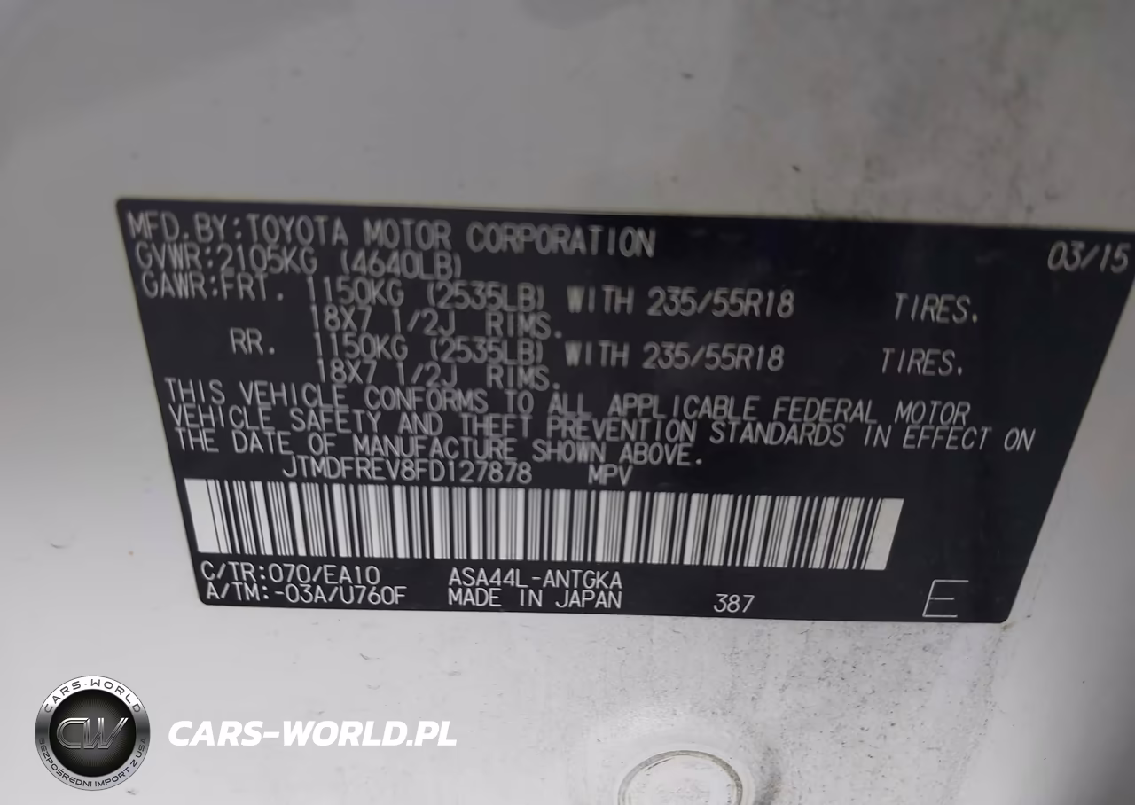 2015 Toyota Rav4 Limited VIN:JTMDFREV8FD127878 - 9