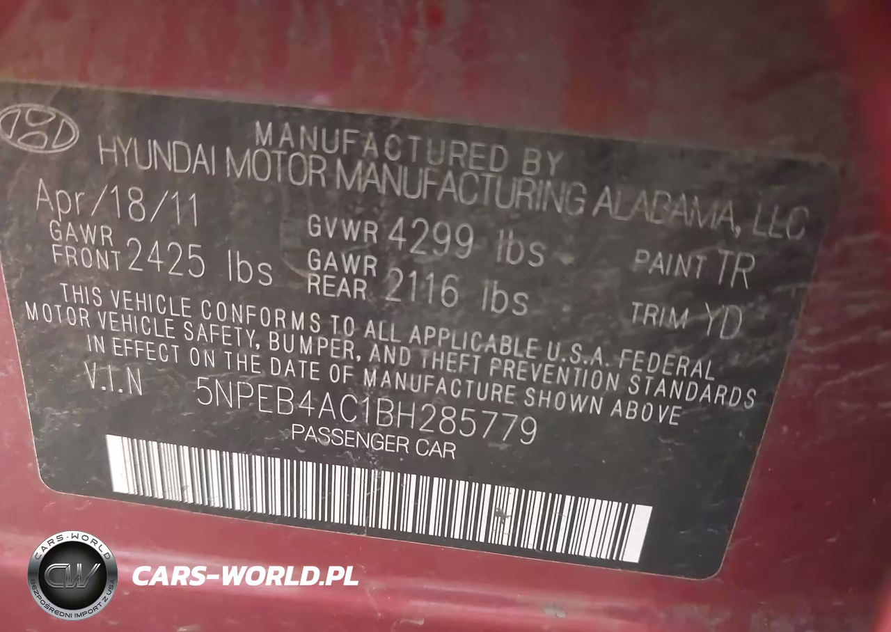2011 Hyundai Sonata Gls VIN:5NPEB4AC1BH285779 - 9