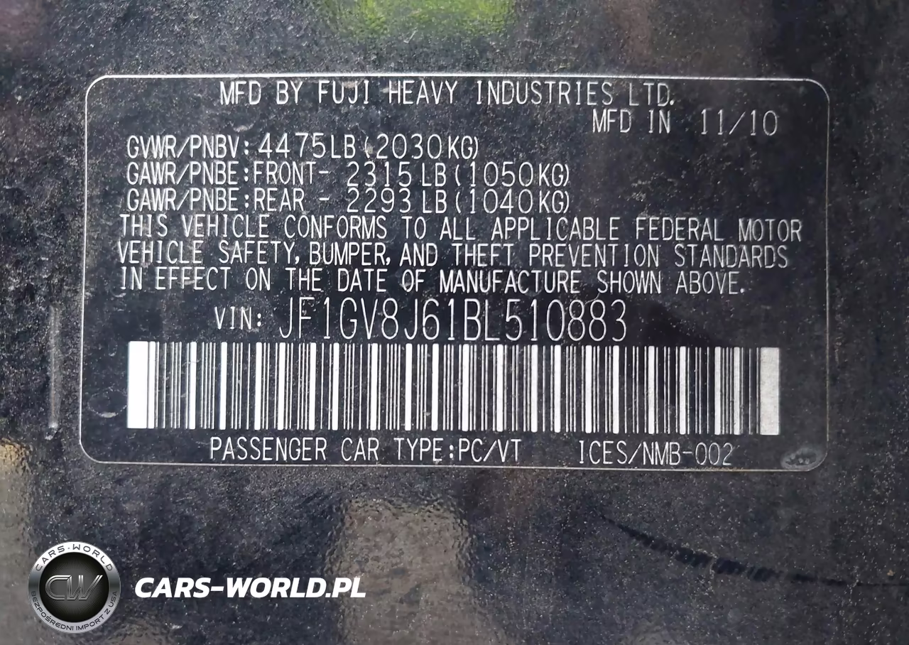 2011 Subaru Impreza Wrx Sti VIN:JF1GV8J61BL510883 - 9