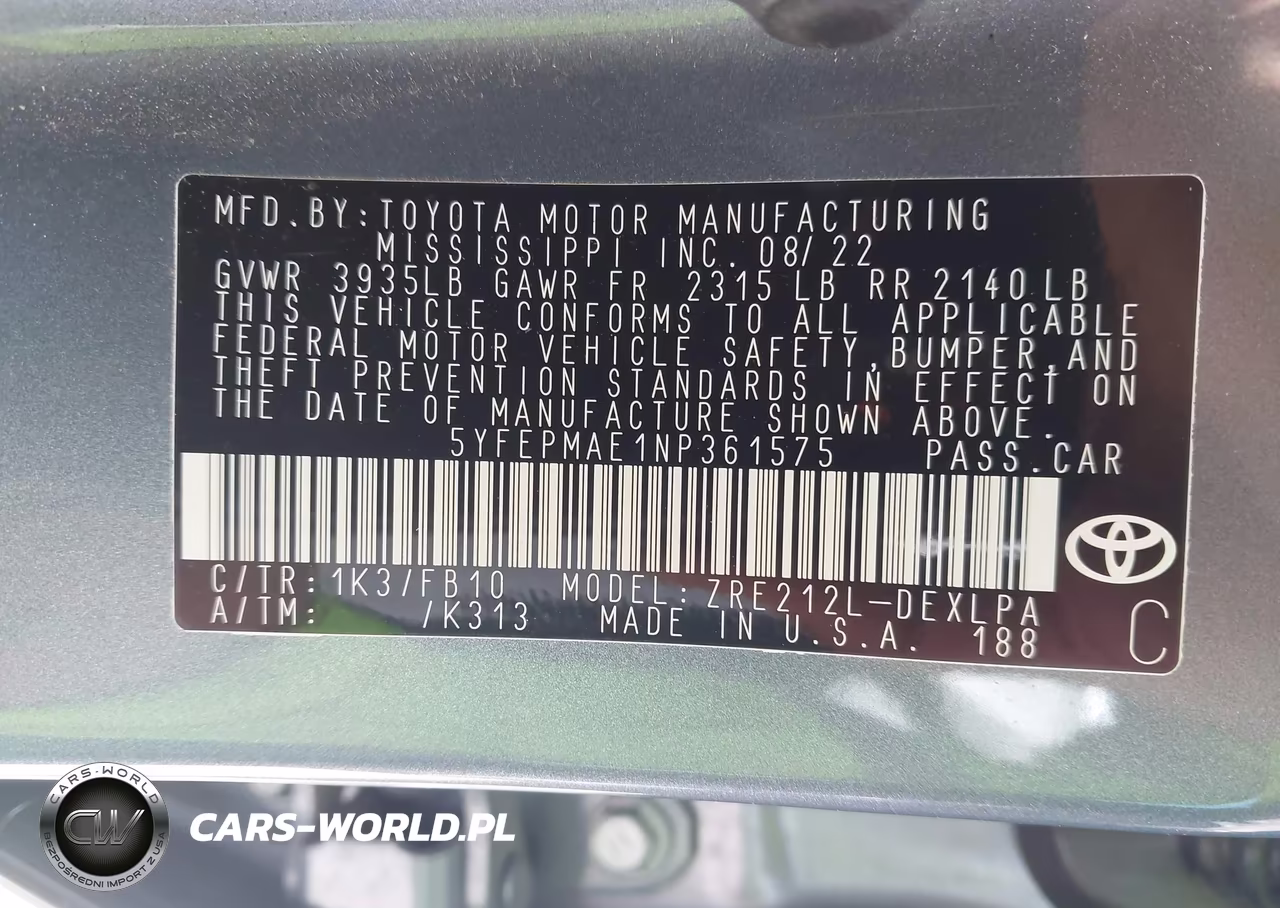 2022 Toyota Corolla Le VIN:5YFEPMAE1NP361575 - 9
