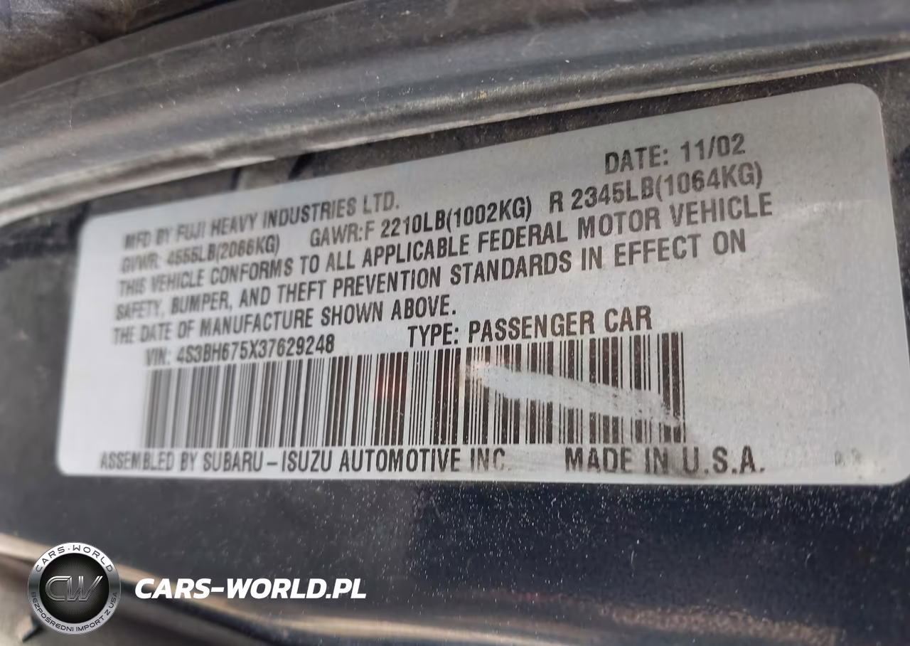 2003 Subaru Outback VIN:4S3BH675X37629248 - 9