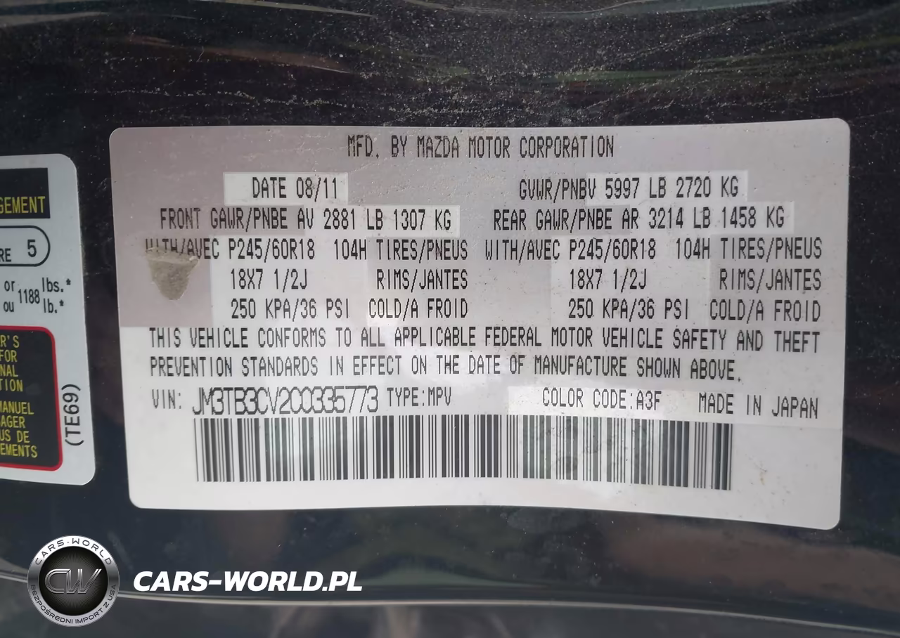 2012 Mazda Cx-9 Touring VIN:JM3TB3CV2C0335773 - 9