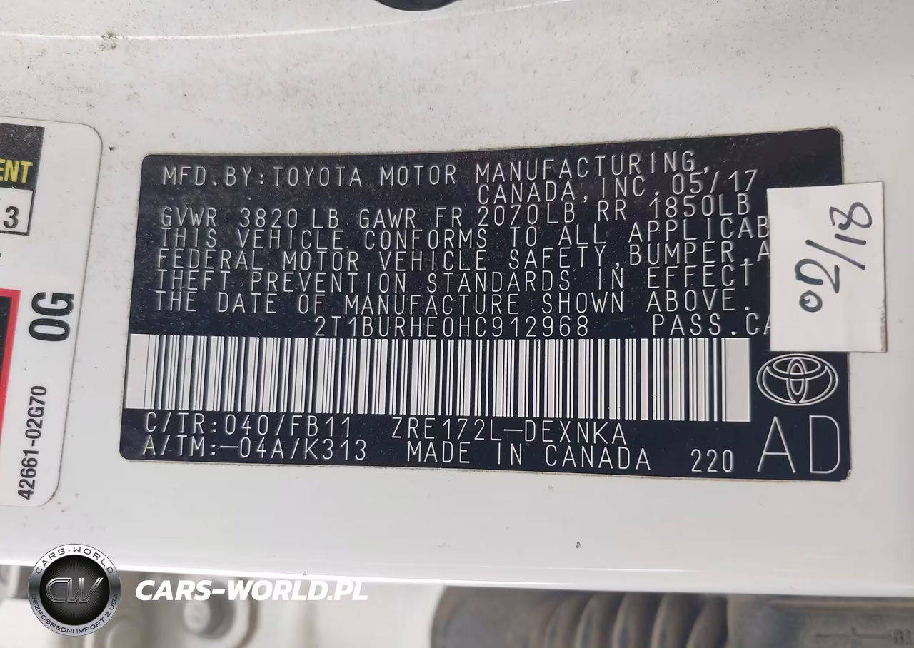 2017 Toyota Corolla Le VIN:2T1BURHE0HC912968 - 9