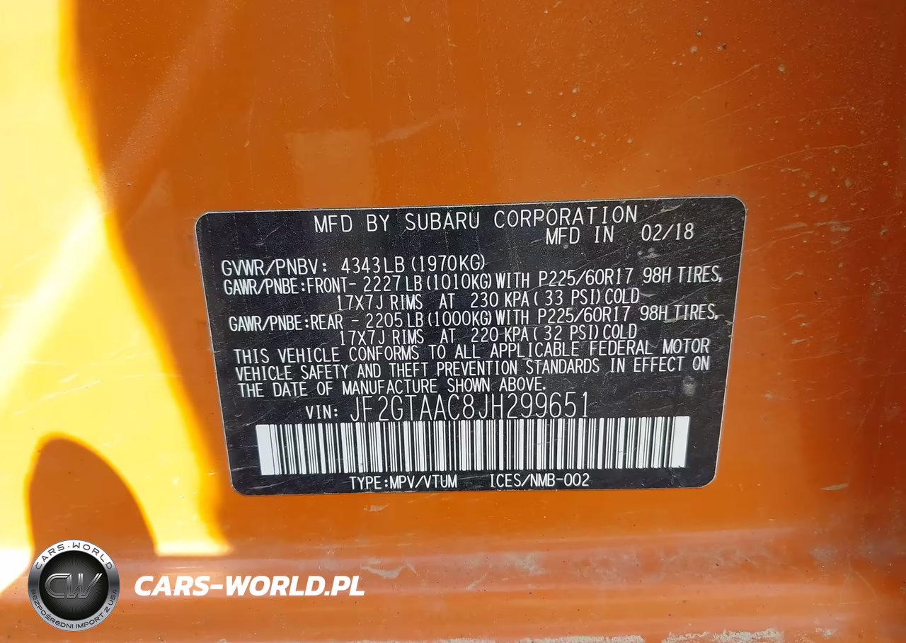 2018 Subaru Crosstrek 2.0I VIN:JF2GTAAC8JH299651 - 9