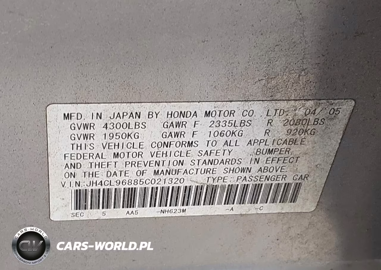 2005 Acura Tsx VIN:JH4CL96885C021320 - 9