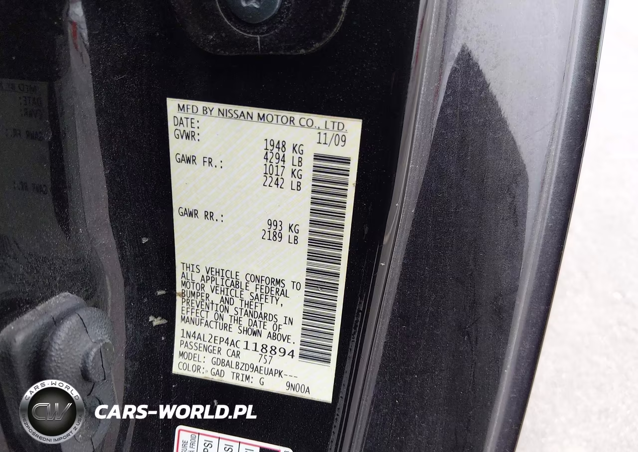 2010 Nissan Altima 2.5 S VIN:1N4AL2EP4AC118894 - 9
