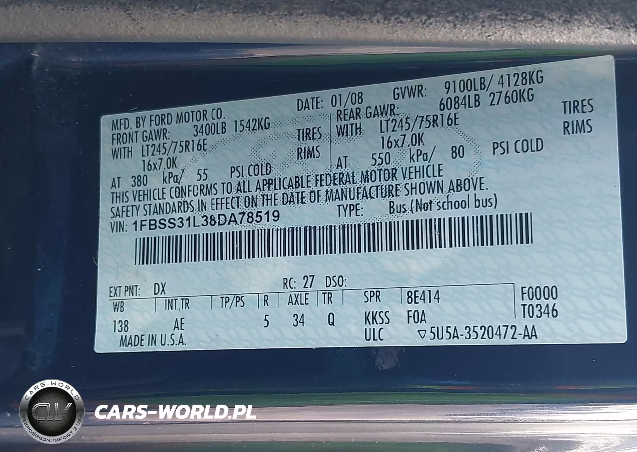 2008 Ford E-350 Super Duty Xl-Xlt VIN:1FBSS31L38DA78519 - 9
