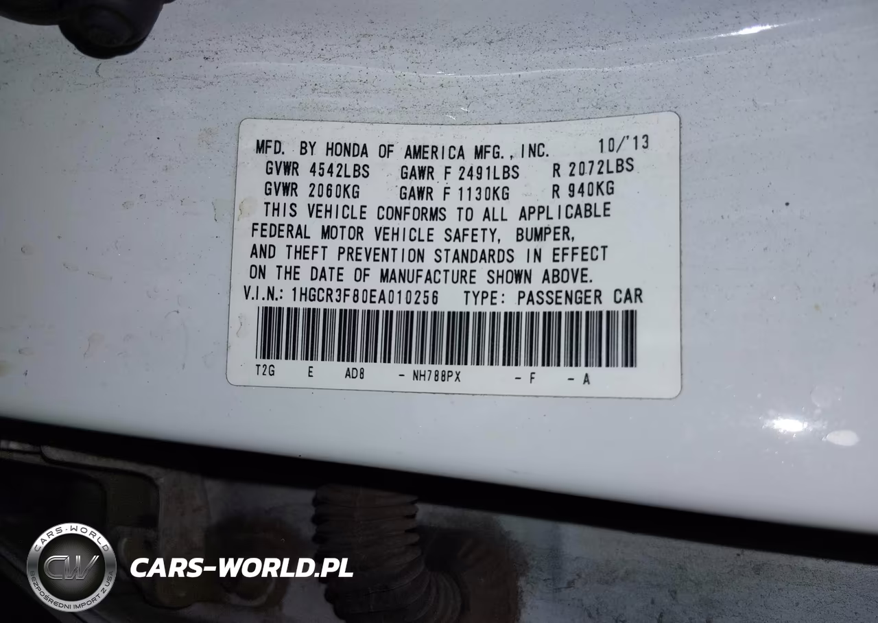 2014 Honda Accord Ex-L V-6 VIN:1HGCR3F80EA010256 - 9