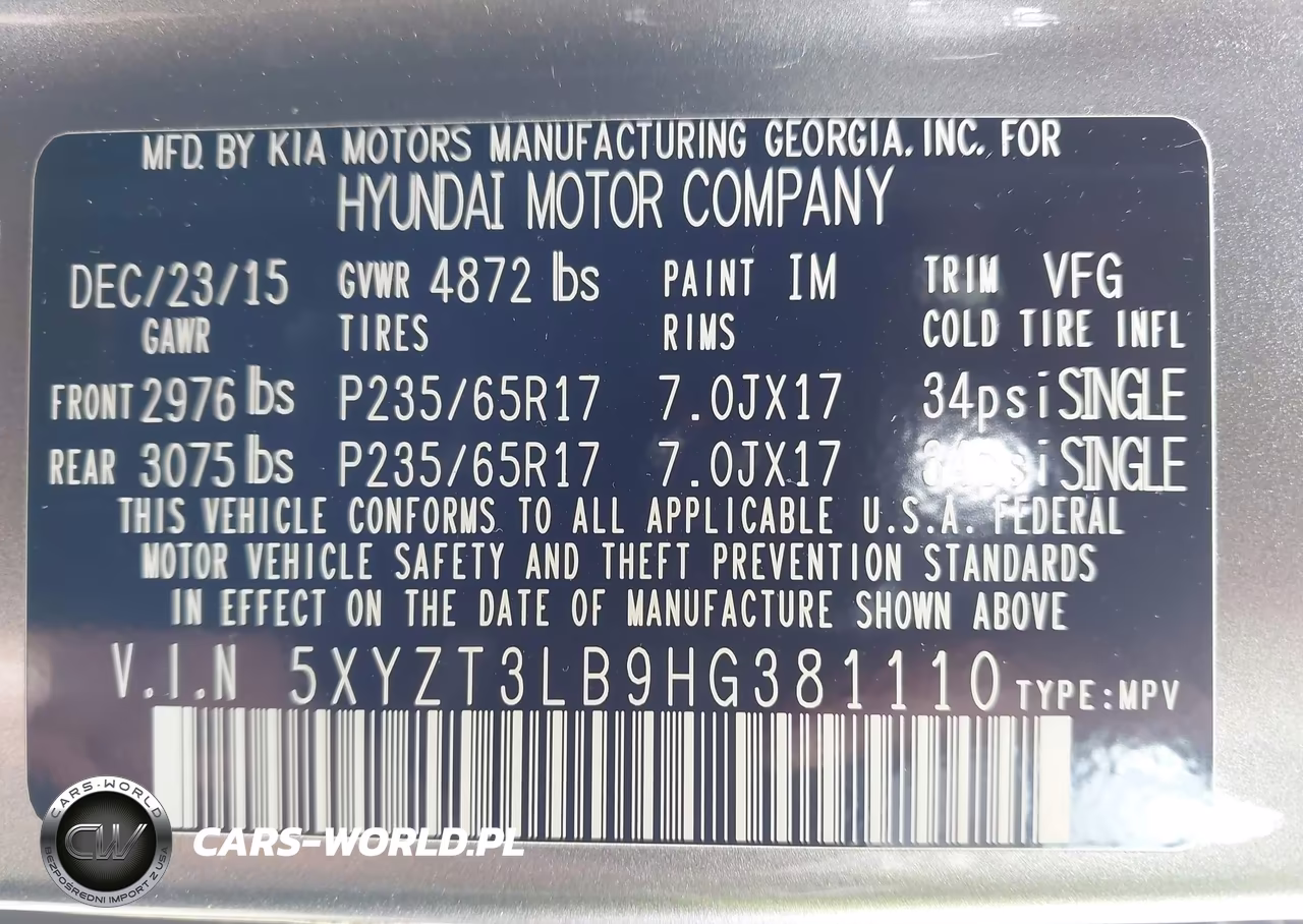2017 Hyundai Santa Fe Sport 2.4L VIN:5XYZT3LB9HG381110 - 9