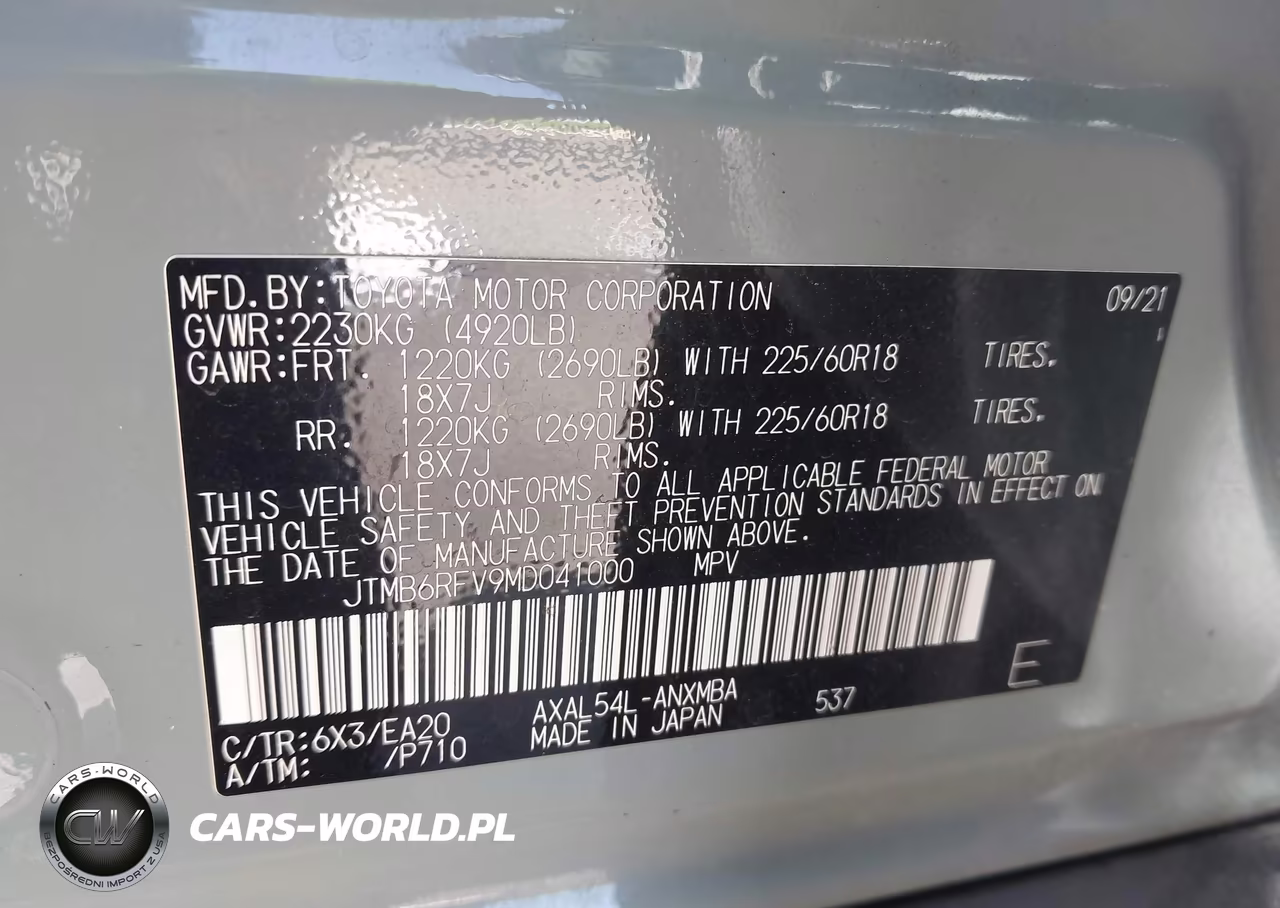 2021 Toyota Rav4 Hybrid Xle Premium VIN:JTMB6RFV9MD041000 - 9