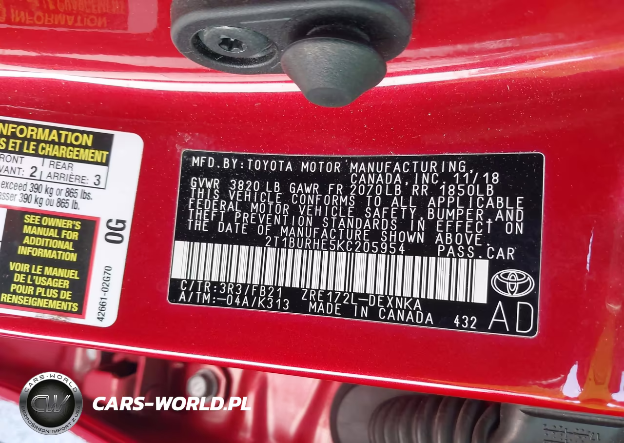 2019 Toyota Corolla Le VIN:2T1BURHE5KC205954 - 9