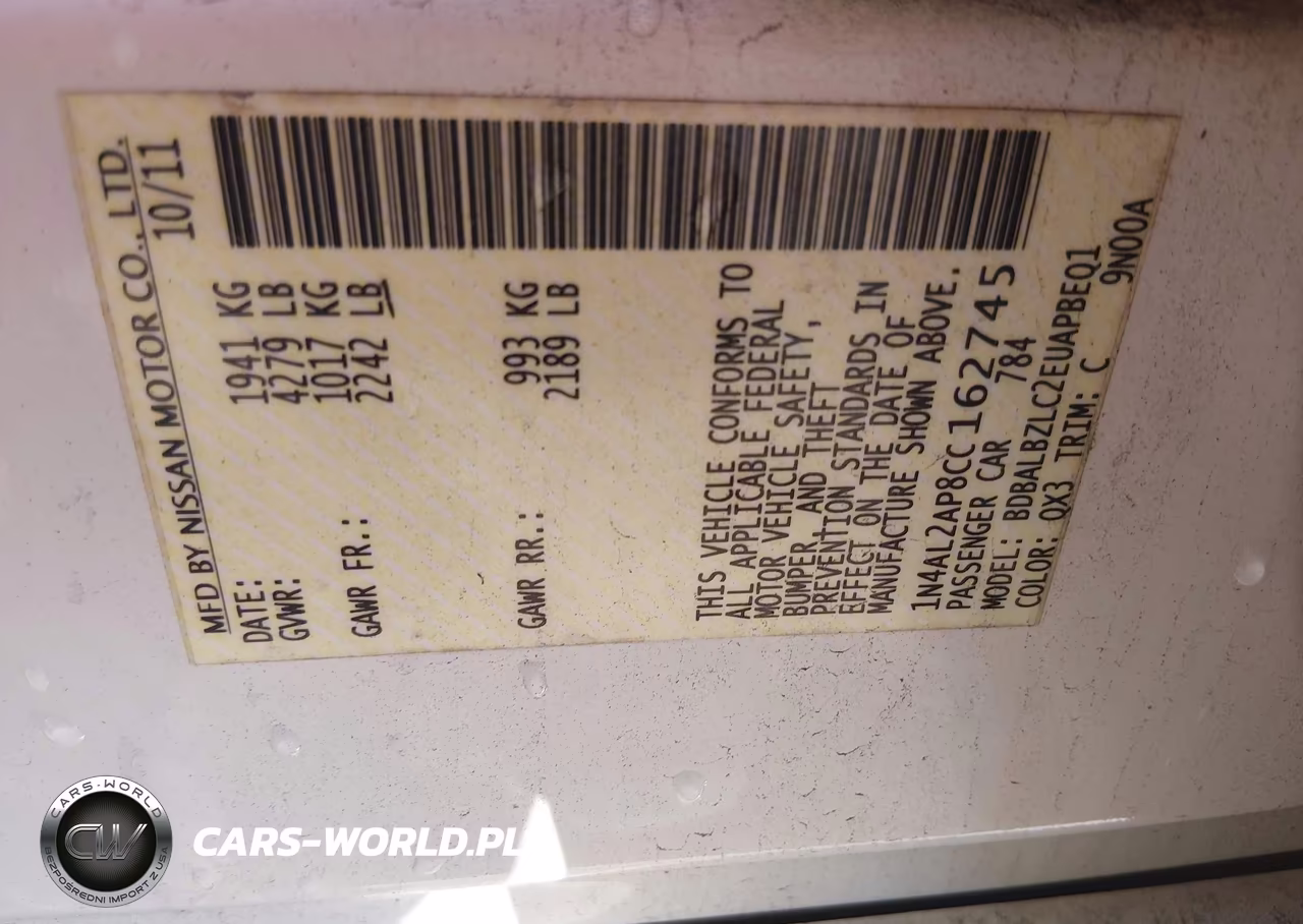 2012 Nissan Altima 2.5 S VIN:1N4AL2AP8CC162745 - 9