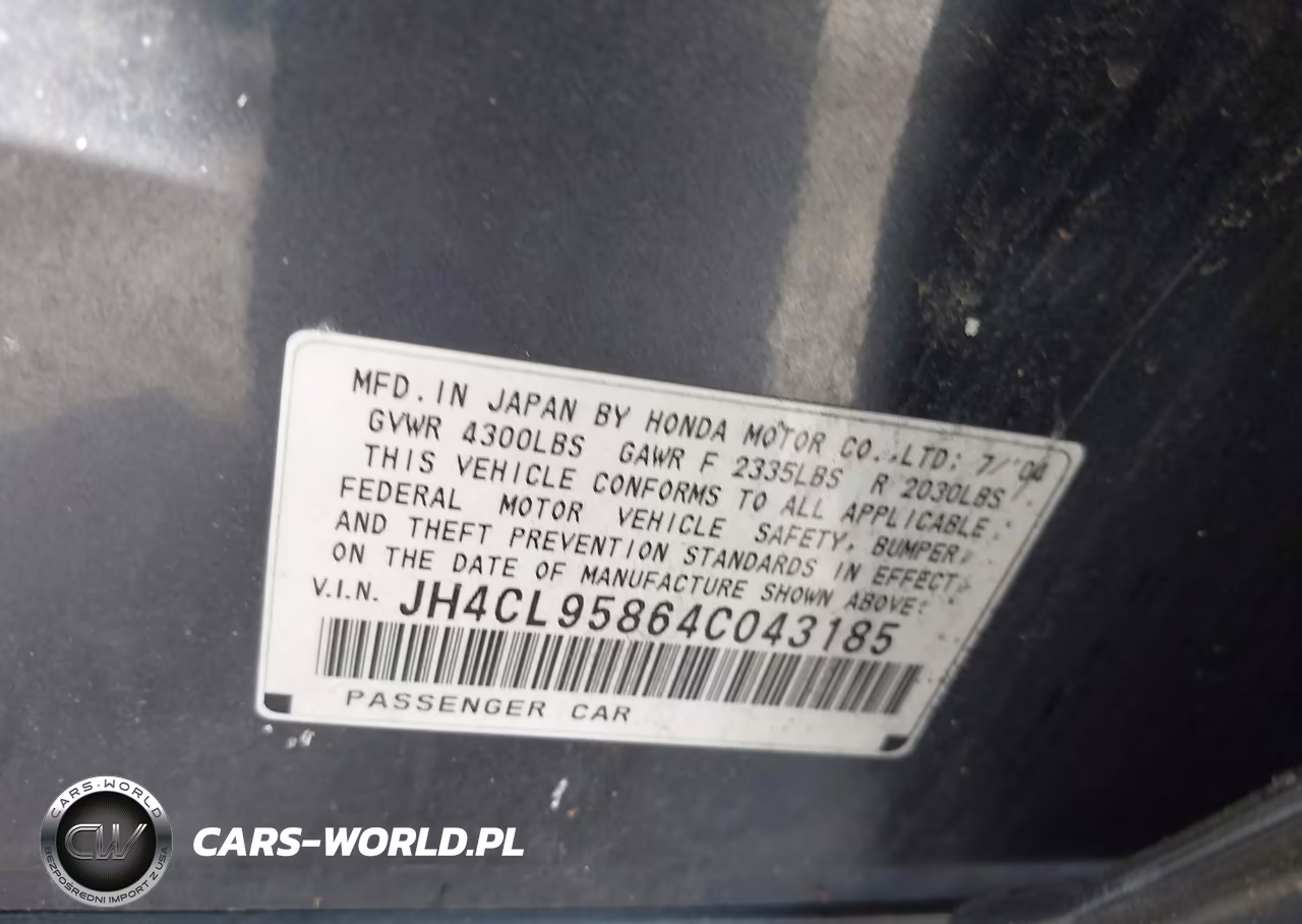 2004 Acura Tsx VIN:JH4CL95864C043185 - 9