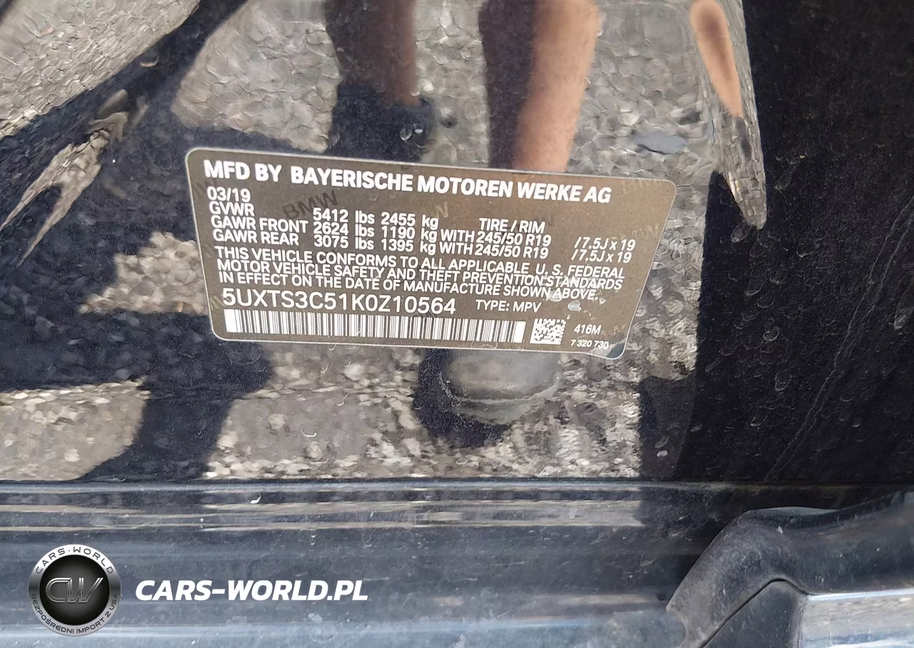 2019 BMW X3 M40I VIN:5UXTS3C51K0Z10564 - 9
