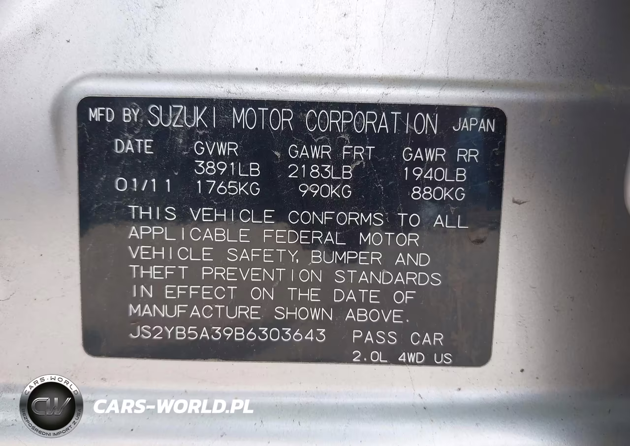 2011 Suzuki Sx4 Premium-Tech Valu Pkg (Nav) VIN:JS2YB5A39B6303643 - 9