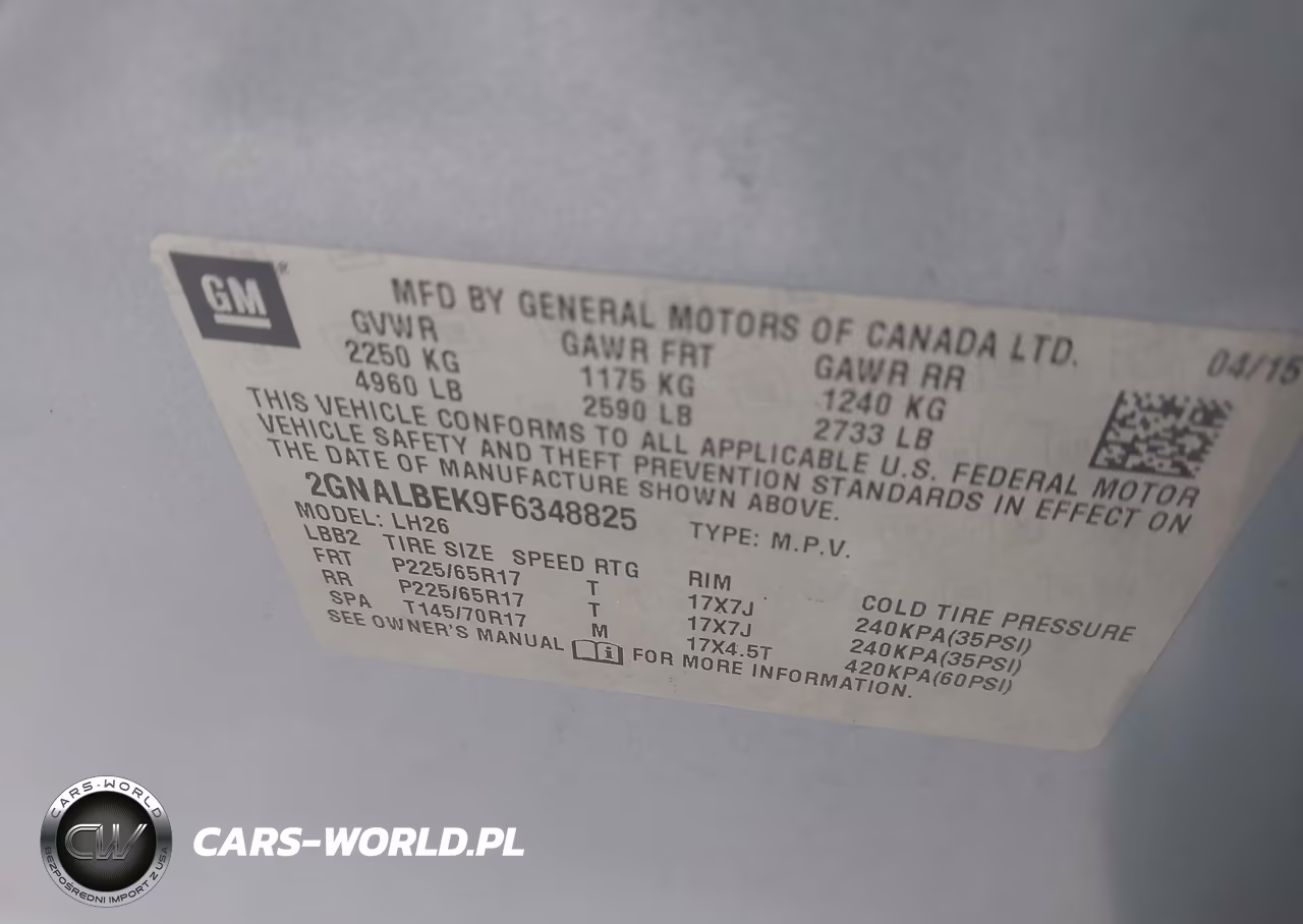 2015 Chevrolet Equinox Lt VIN:2GNALBEK9F6348825 - 9