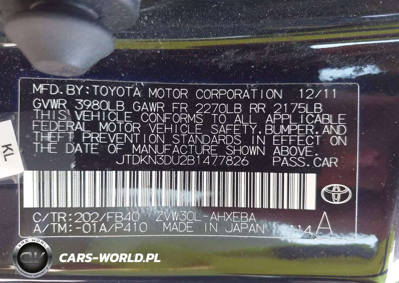 2011 Toyota Prius Two VIN:JTDKN3DU2B1477826 - 9