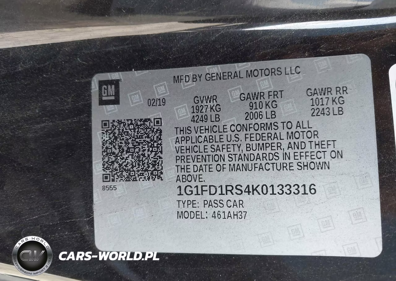 2019 Chevrolet Camaro 2Lt VIN:1G1FD1RS4K0133316 - 9
