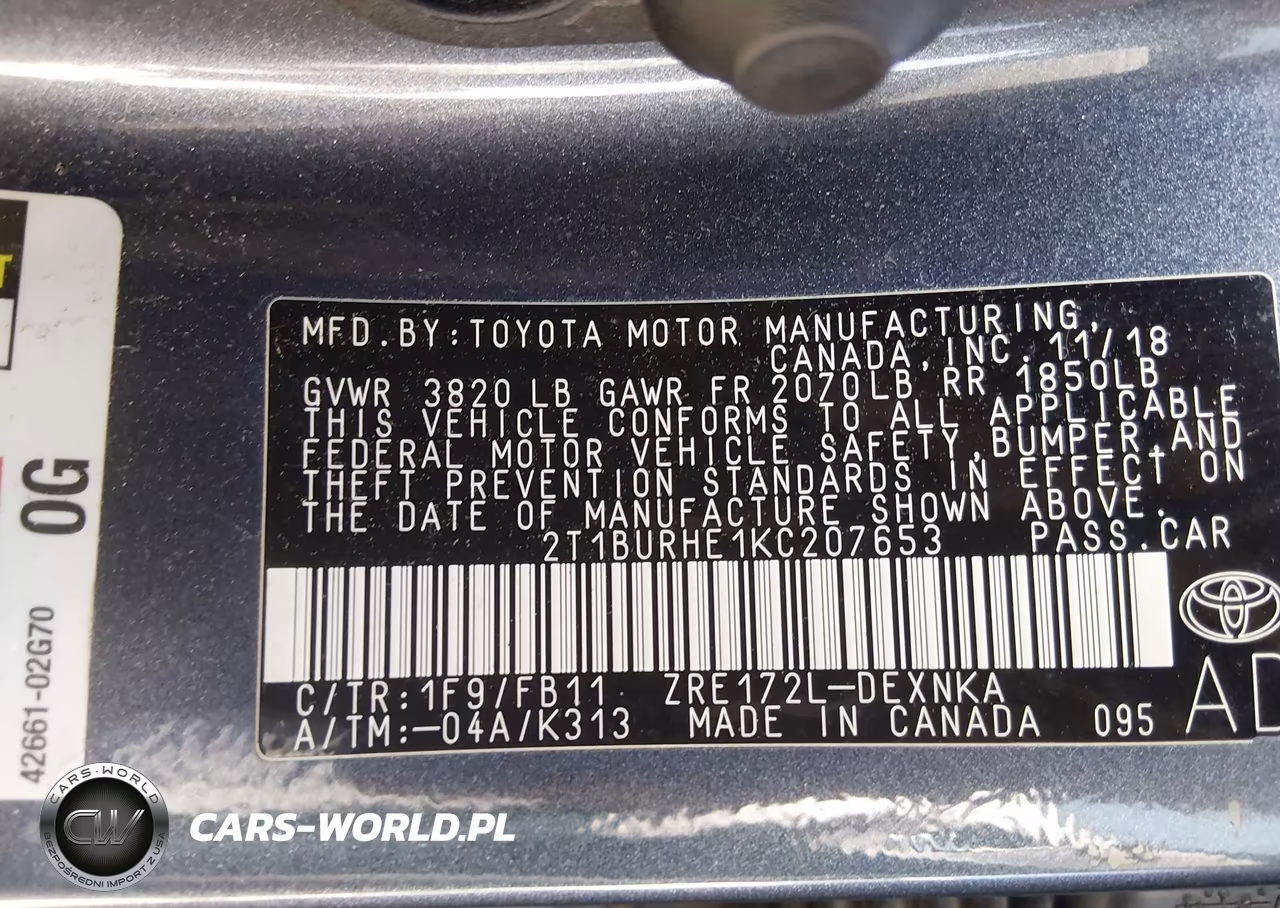 2019 Toyota Corolla Le VIN:2T1BURHE1KC207653 - 9