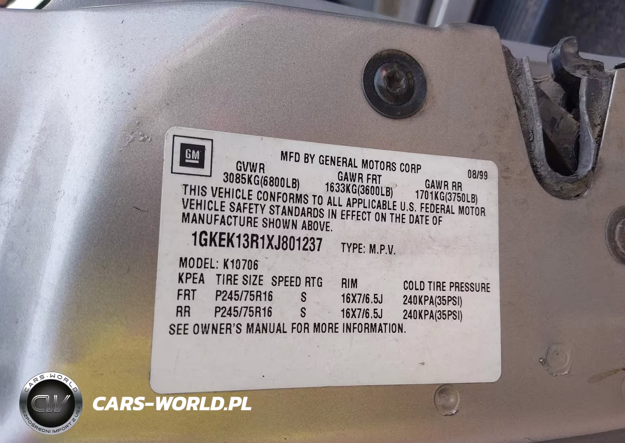 1999 GMC Yukon Slt Gm Buypower VIN:1GKEK13R1XJ801237 - 9