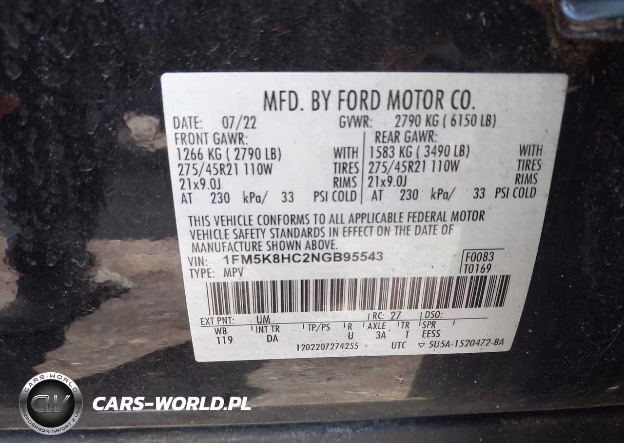 2022 Ford Explorer Platinum VIN:1FM5K8HC2NGB95543 - 9