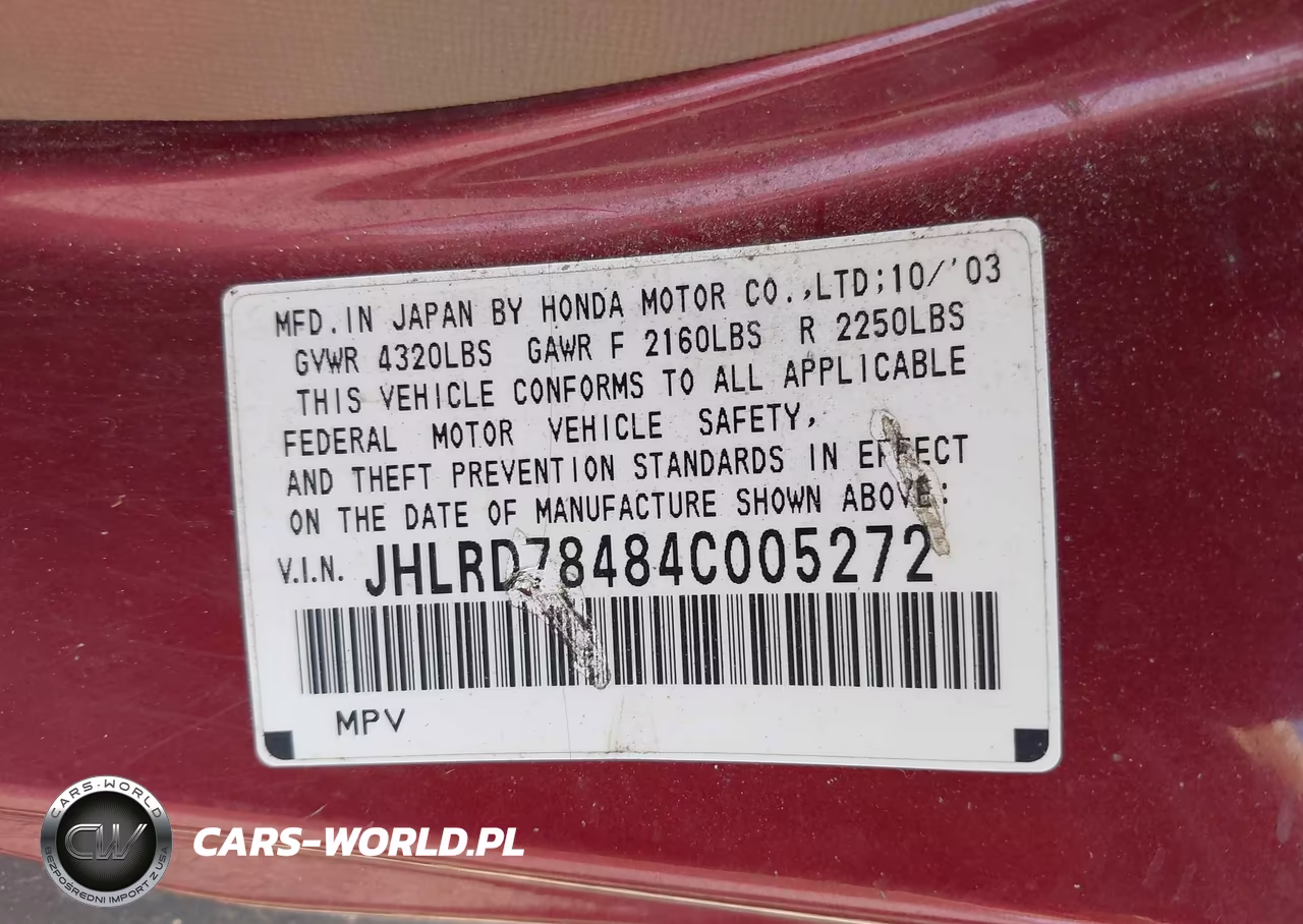 2004 Honda Cr-V Lx VIN:JHLRD78484C005272 - 9