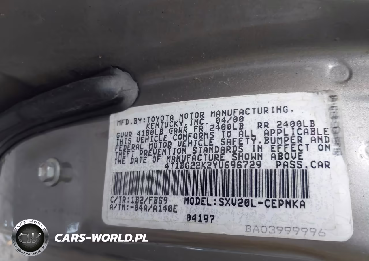 2000 Toyota Camry Le VIN:4T1BG22K2YU696729 - 9