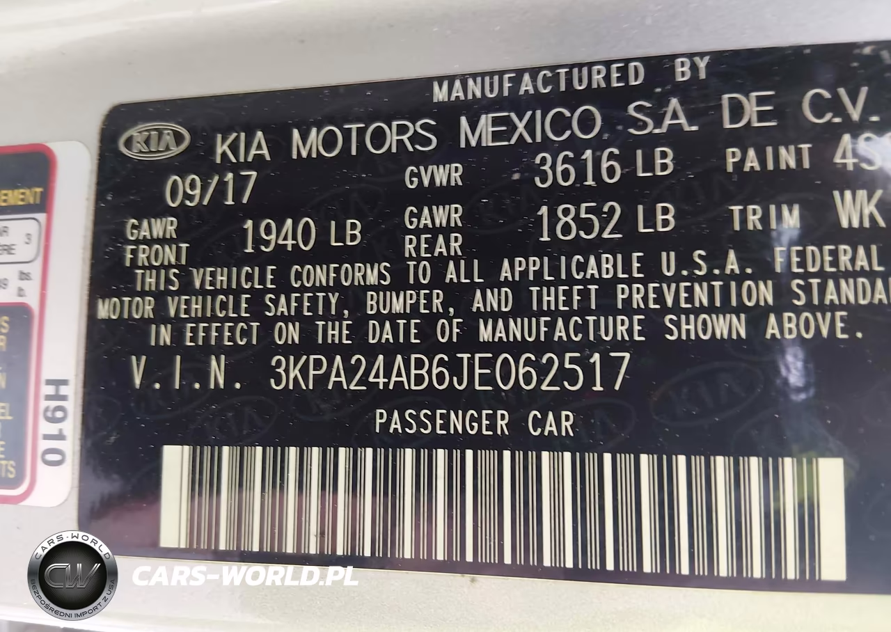 2018 Kia Rio Lx VIN:3KPA24AB6JE062517 - 9
