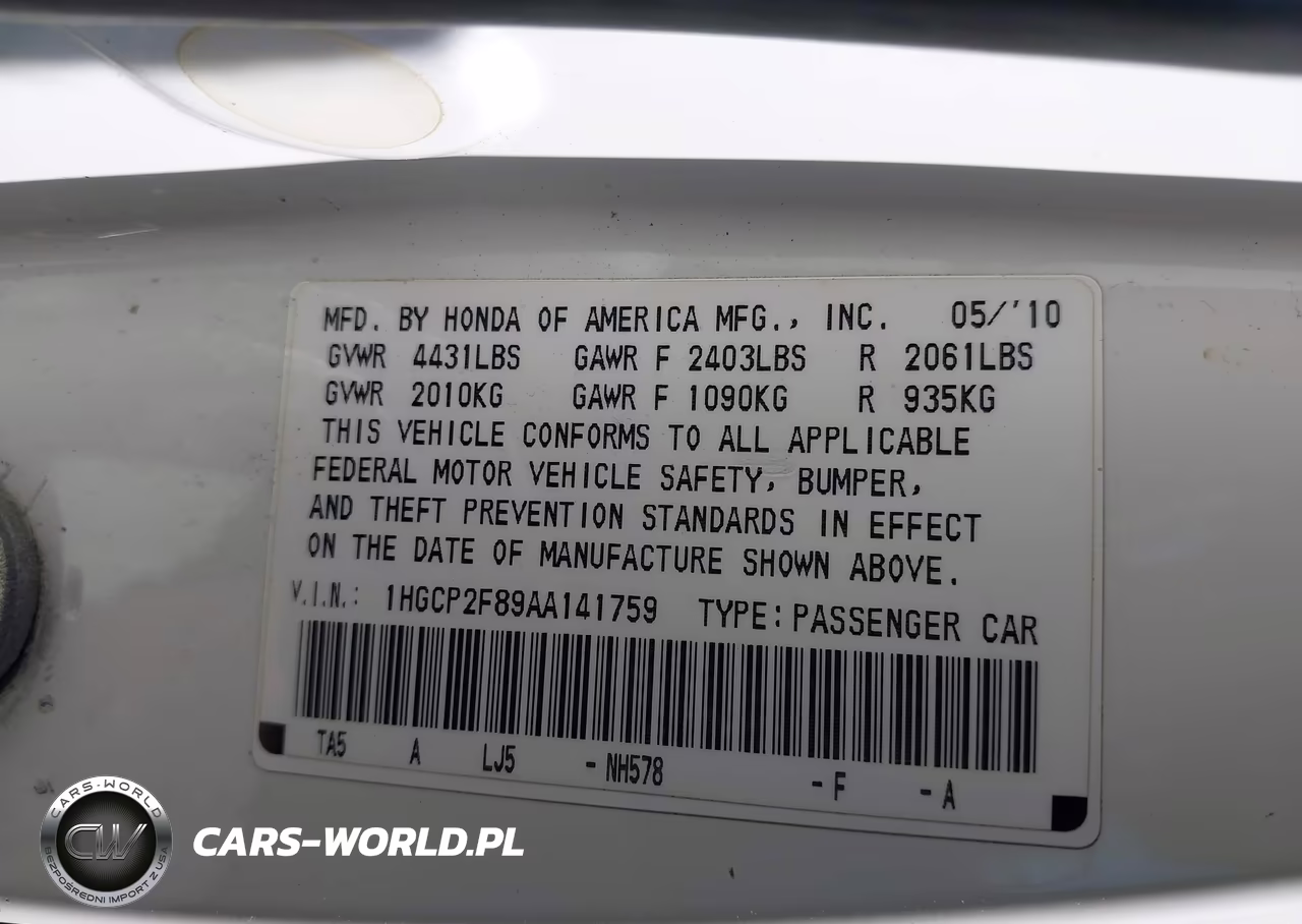 2010 Honda Accord 2.4 Ex-L VIN:1HGCP2F89AA141759 - 9