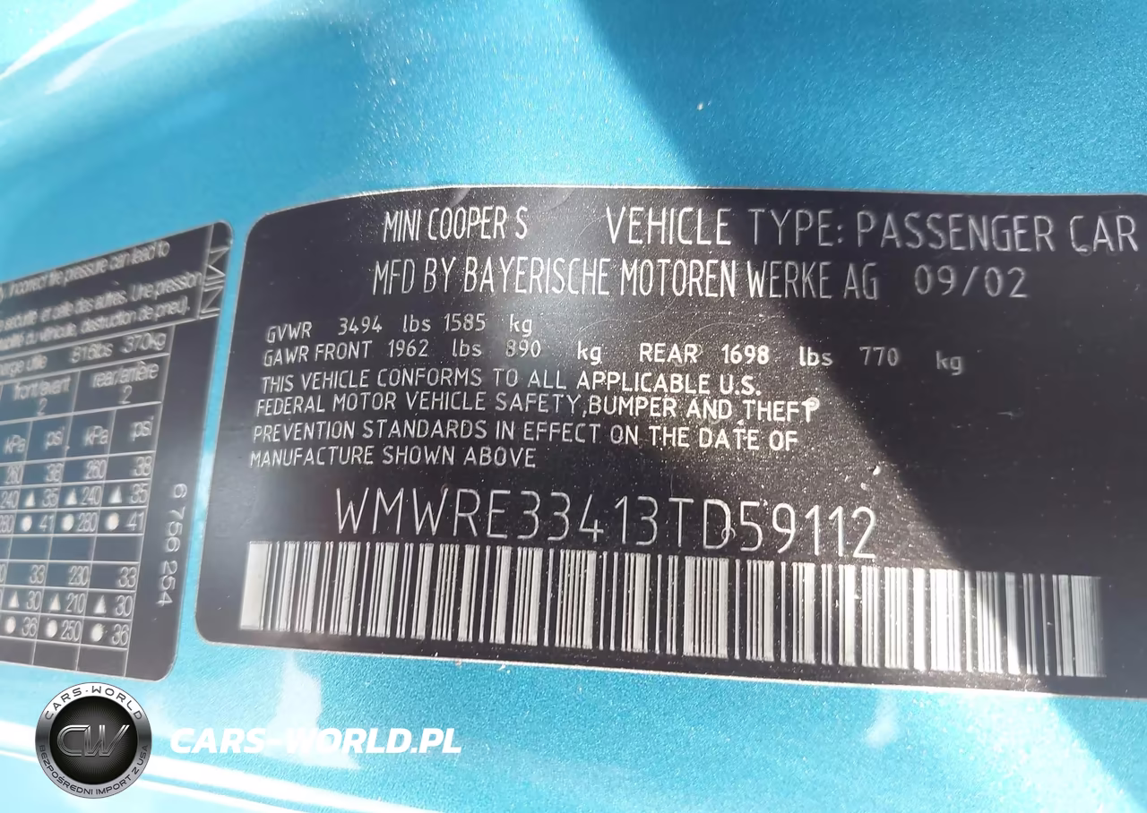 2003 Mini Cooper S VIN:WMWRE33413TD59112 - 9