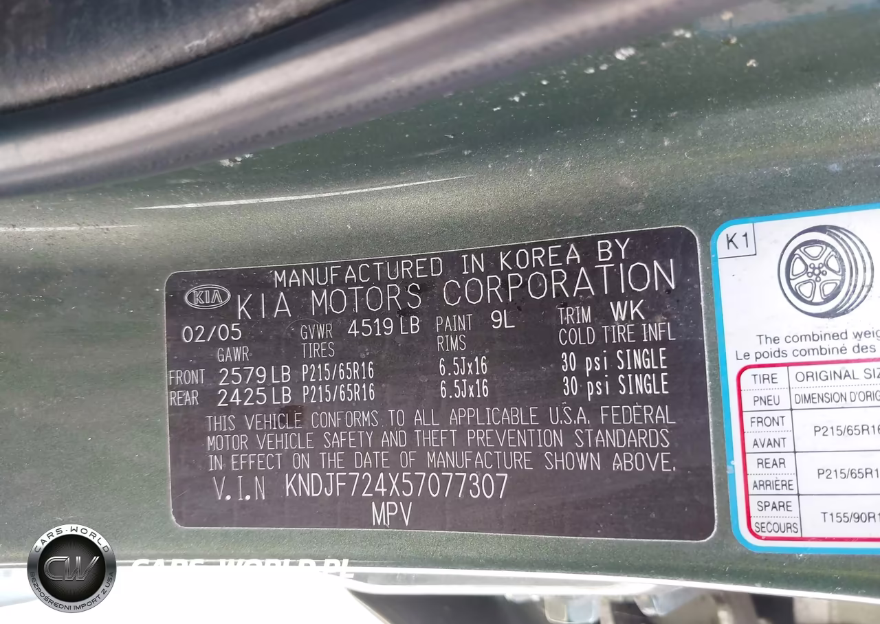 2005 Kia Sportage Lx VIN:KNDJF724X57077307 - 9