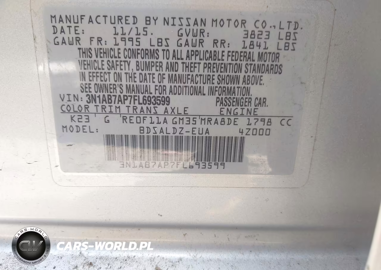 2015 Nissan Sentra Sv VIN:3N1AB7AP7FL693599 - 9