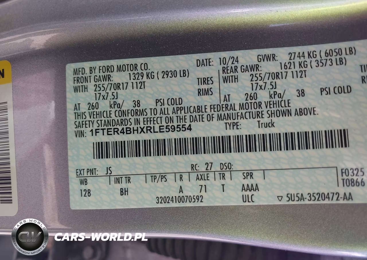 2024 Ford Ranger Xl VIN:1FTER4BHXRLE59554 - 9