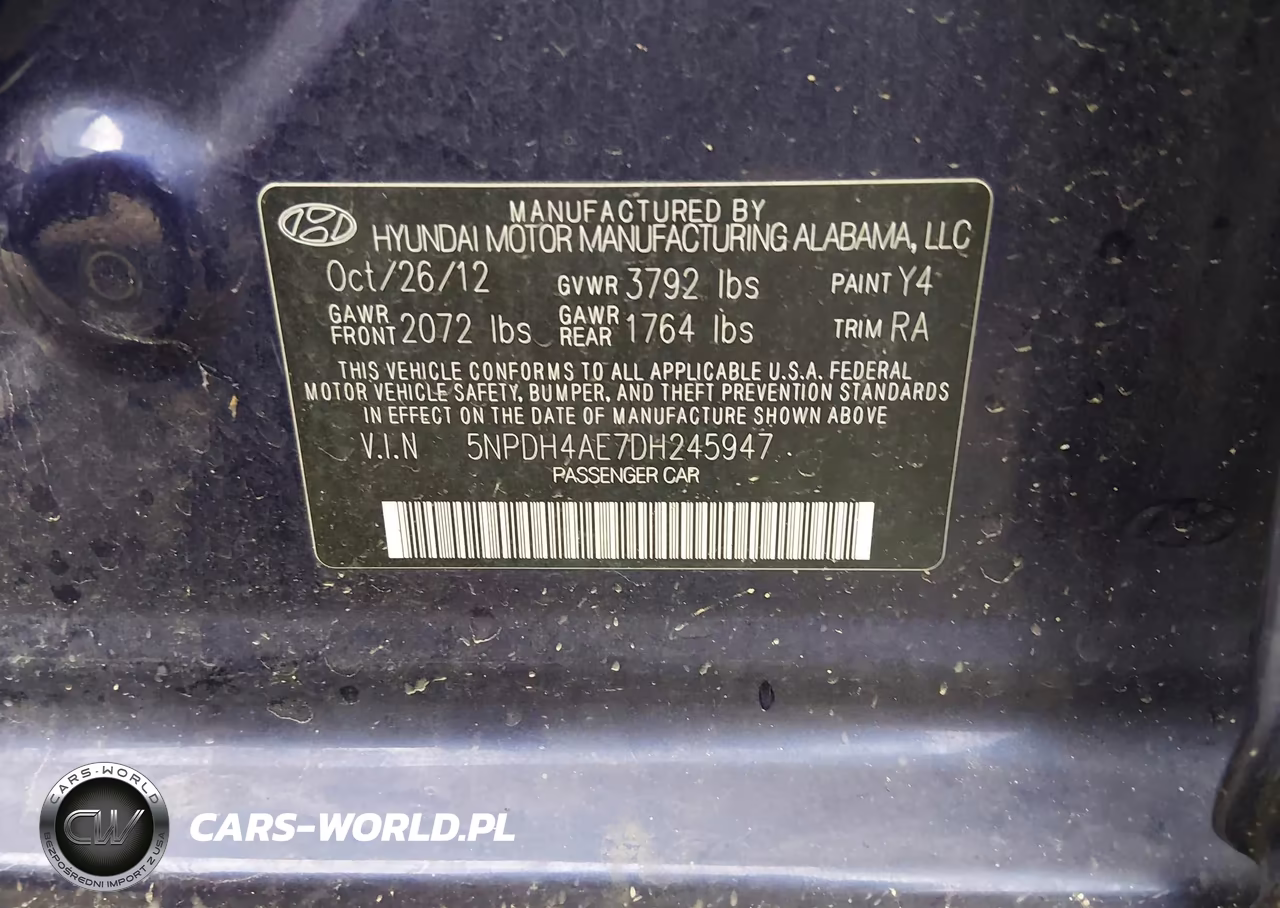 2013 Hyundai Elantra Gls VIN:5NPDH4AE7DH245947 - 9