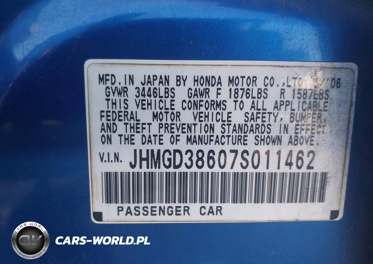 2007 Honda Fit Sport VIN:JHMGD38607S011462 - 9