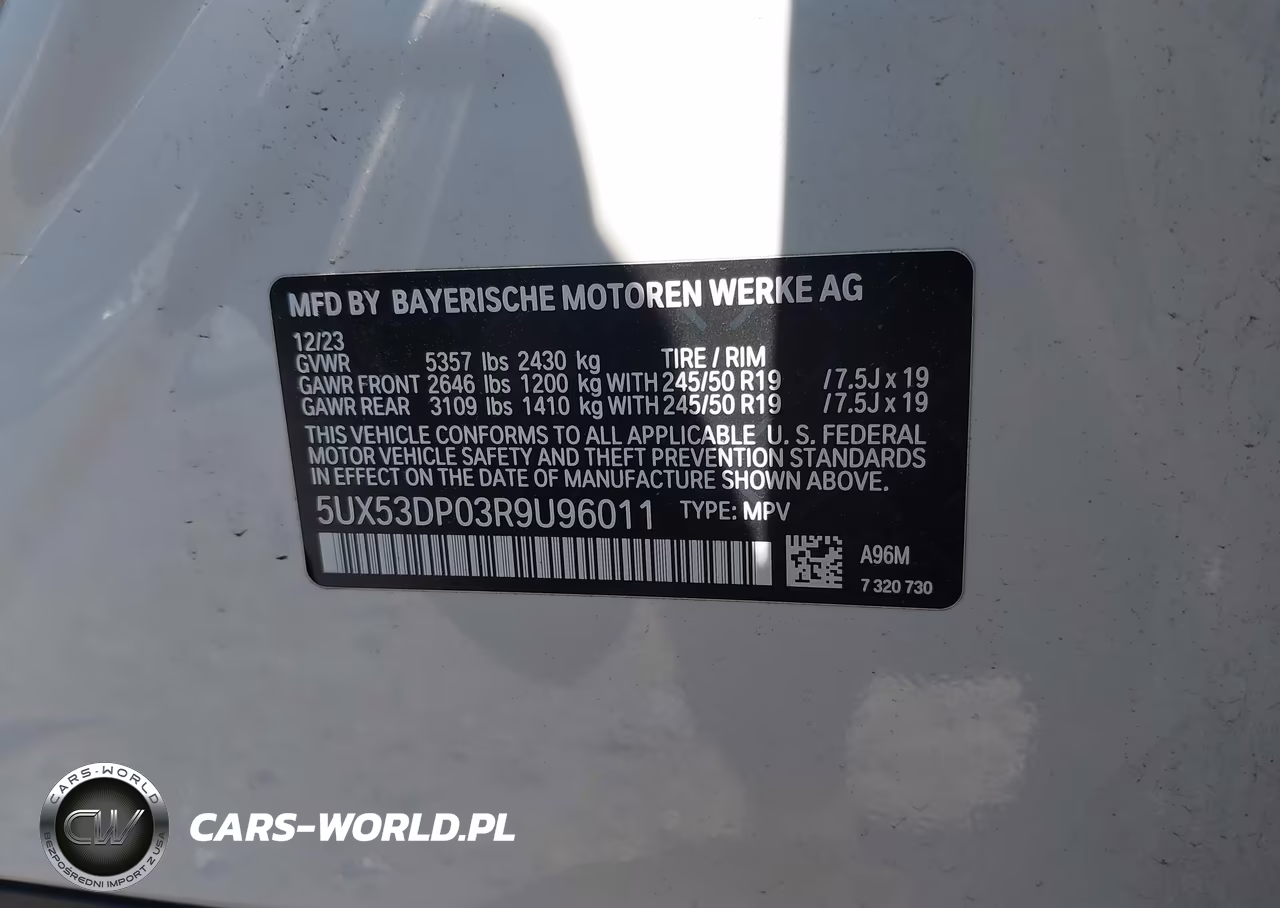 2024 BMW X3 xDrive30I VIN:5UX53DP03R9U96011 - 9