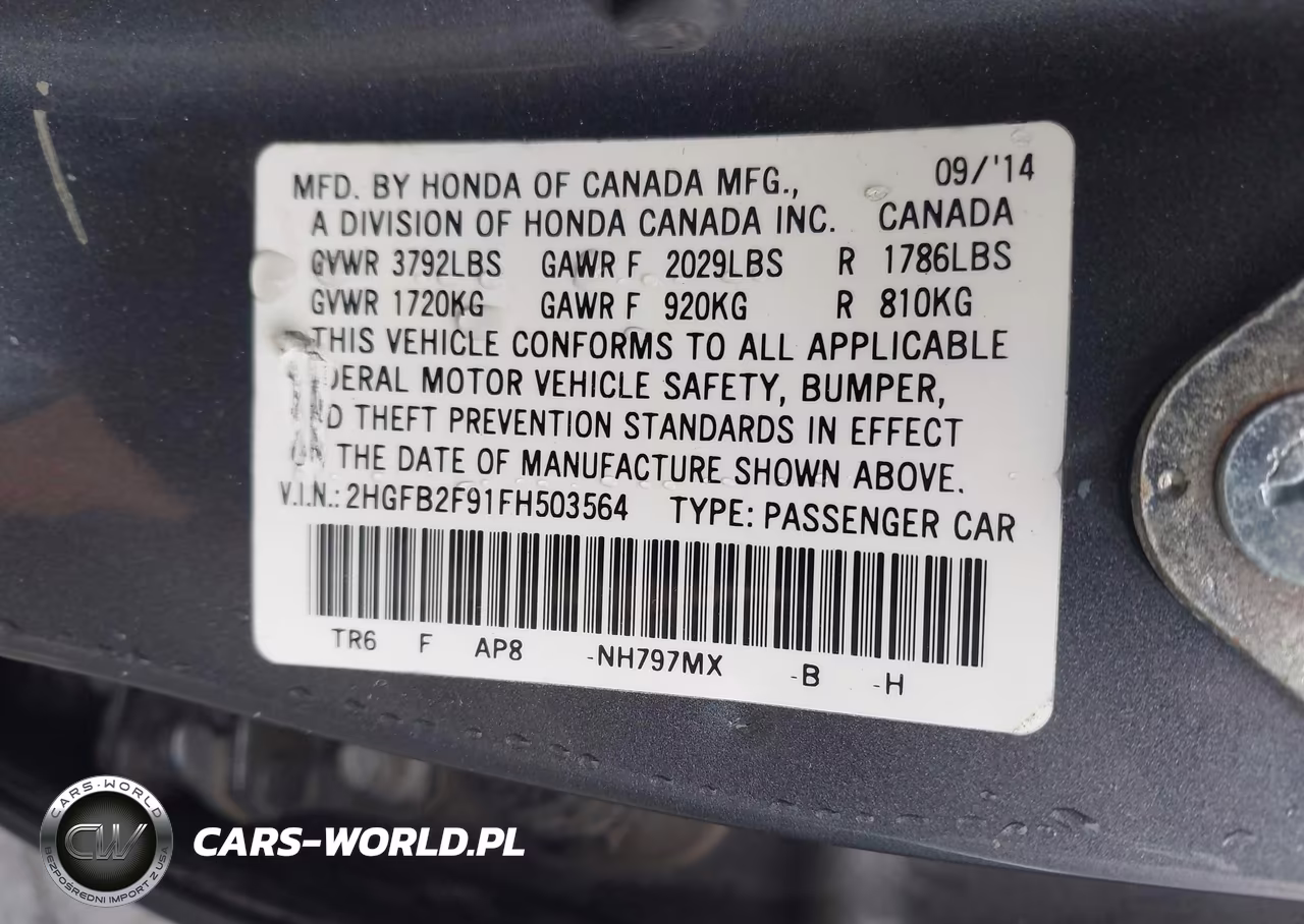 2015 Honda Civic Ex-L VIN:2HGFB2F91FH503564 - 9
