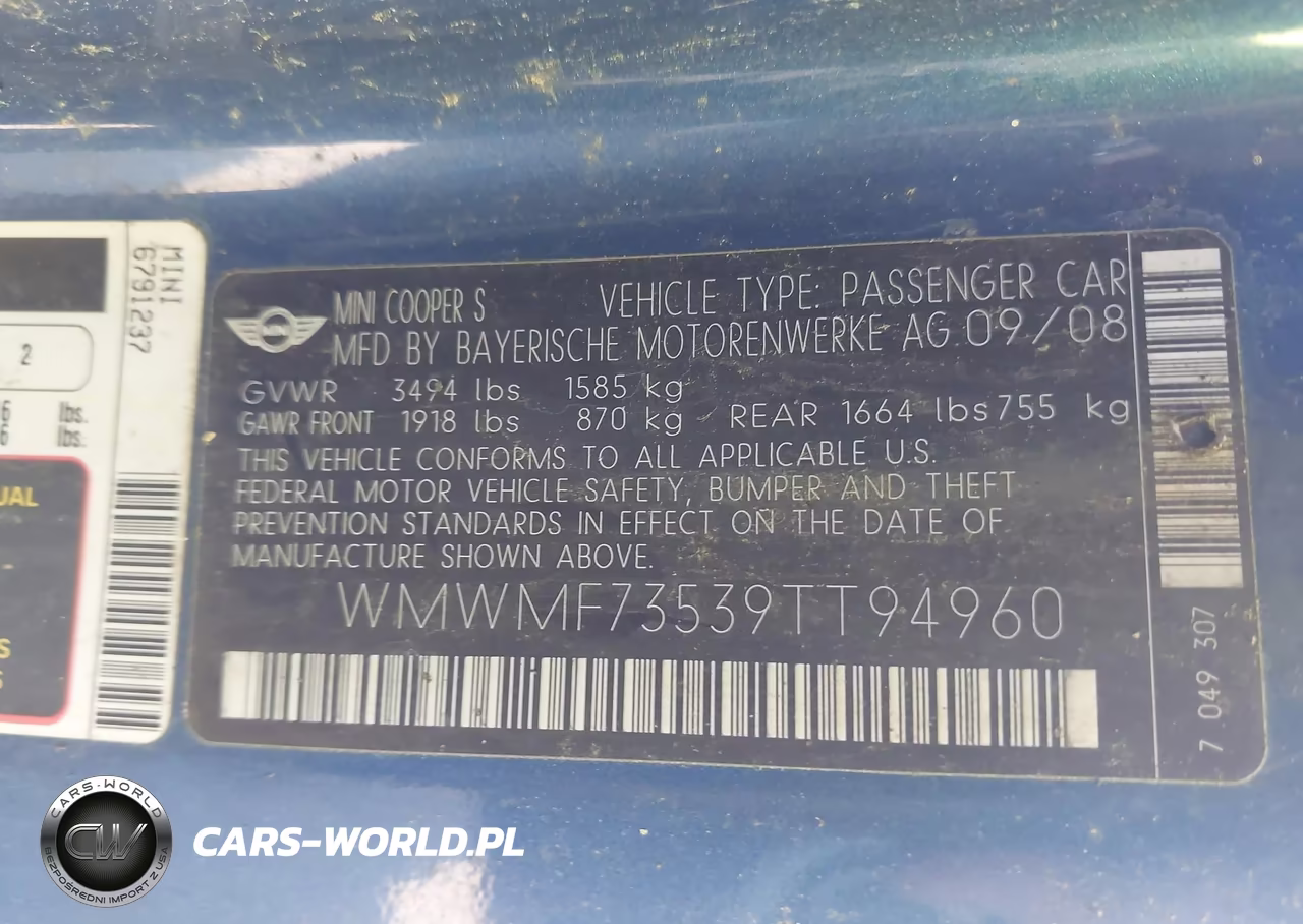 2009 Mini Cooper S VIN:WMWMF73539TT94960 - 9