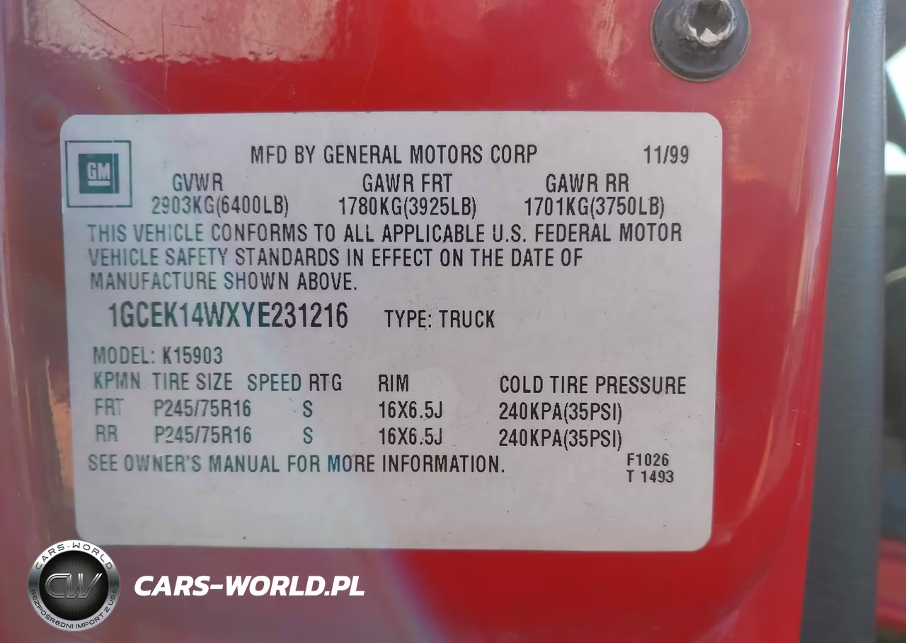 2000 Chevrolet Silverado 1500 VIN:1GCEK14WXYE231216 - 9