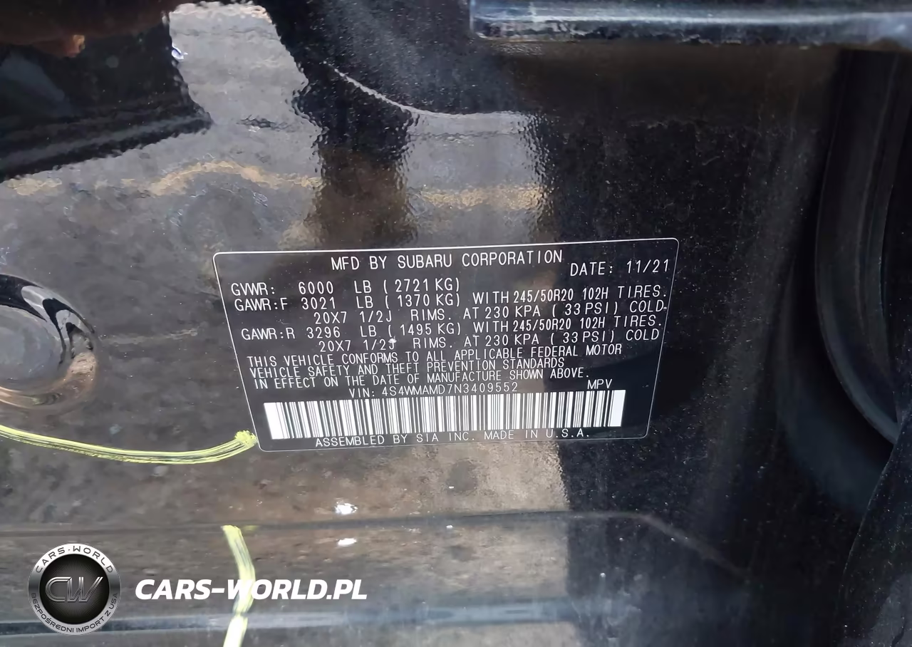 2022 Subaru Ascent Limited VIN:4S4WMAMD7N3409552 - 9