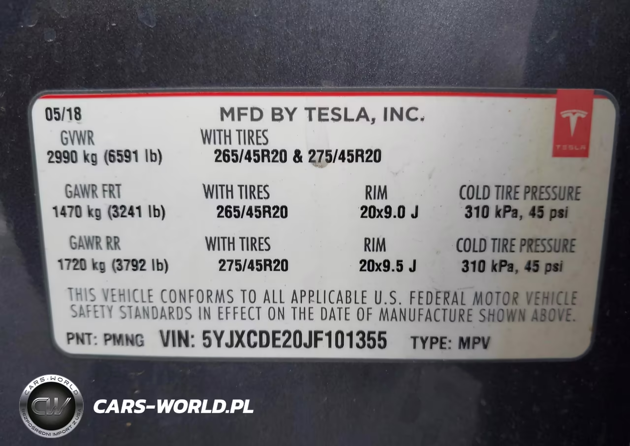 2018 Tesla Model X 100D-75D-P100D VIN:5YJXCDE20JF101355 - 9