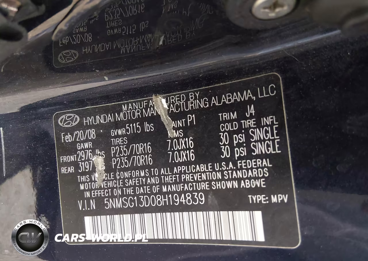 2008 Hyundai Santa Fe Gls VIN:5NMSG13D08H194839 - 9