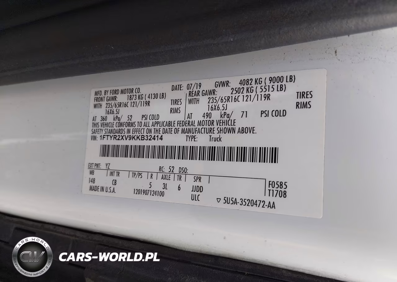 2019 Ford Transit-250 VIN:1FTYR2XV9KKB32414 - 9