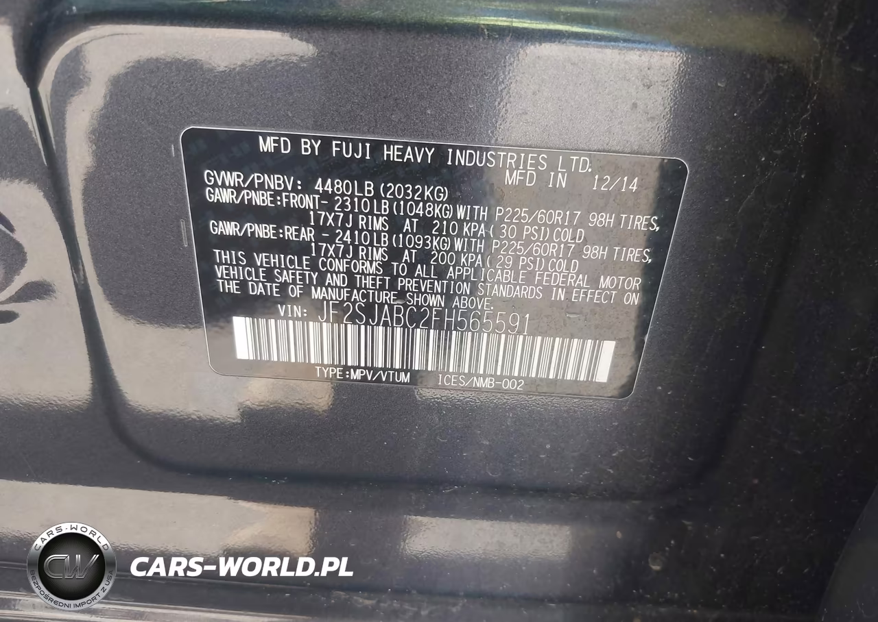 2015 Subaru Forester 2.5I VIN:JF2SJABC2FH565591 - 9
